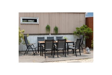 Utendørs møbelgruppe Lifestyle Garden Panama 210-300 cm 6 stablebar stoler + 2 posisjons stoler - 6 stablebar stoler + 2 posisjons stoler - Hagemøbler & utemiljø - Hagegruppe - Spisegrupper hage