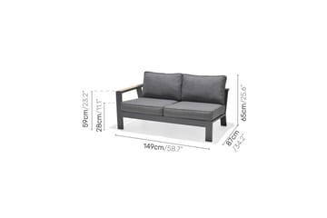Utendørs møbelgruppe Lifestyle Garden PALAU 2-seter høyre & venstre + hjørnesofa stol + sofabord 100 cm - Hagemøbler & utemiljø - Hagegruppe - Sofagruppe utendørs