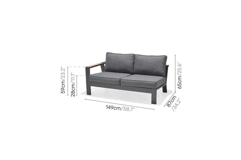 Utendørs møbelgruppe Lifestyle Garden PALAU 2-seter høyre & venstre + hjørnesofa stol + sidestol + sofabord 140 cm - Hagemøbler & utemiljø - Hagegruppe - Sofagruppe utendørs