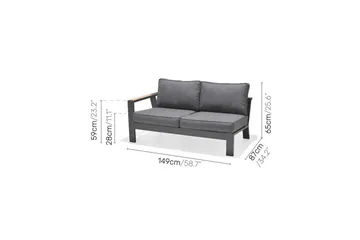 Utendørs møbelgruppe Lifestyle Garden PALAU 2-seter høyre & venstre + 2x hjørnesofa stol + 2x sidestol + sofabord 100 cm - Hagemøbler & utemiljø - Hagegruppe - Sofagruppe utendørs