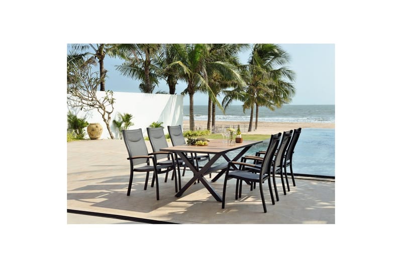 Utendørs møbelgruppe Lifestyle Garden Panama 200 cm 6 stablebar stoler - 6 stablebar stoler - Hagemøbler & utemiljø - Hagegruppe - Spisegrupper hage