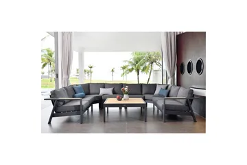 Utendørs møbelgruppe Lifestyle Garden PALAU 2-seter høyre & venstre + 2x hjørnesofa stol + 2x sidestol + sofabord 100 cm - Hagemøbler & utemiljø - Hagegruppe - Sofagruppe utendørs