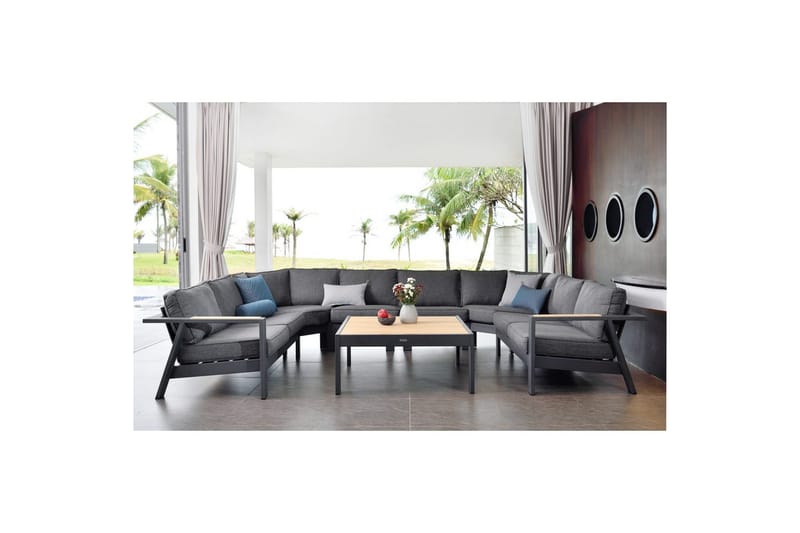 Utendørs møbelgruppe Lifestyle Garden PALAU 2-seter høyre & venstre + 2x hjørnesofa stol + 2x sidestol + sofabord 100 cm - Hagemøbler & utemiljø - Hagegruppe - Sofagruppe utendørs