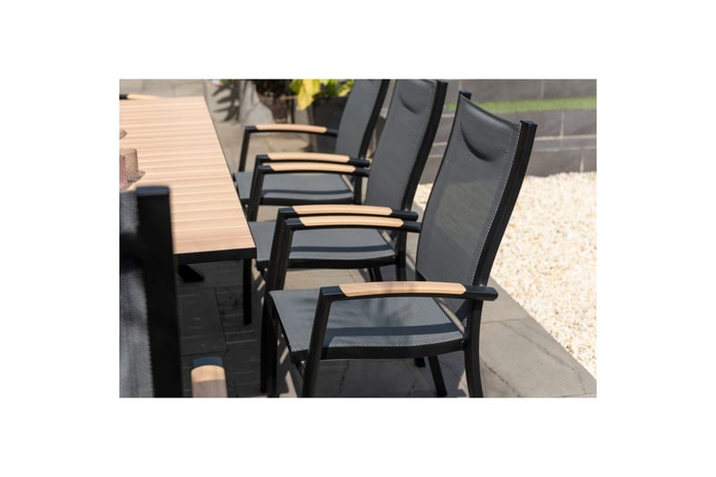 Utendørs møbelgruppe Lifestyle Garden Panama 200 cm 6 stablebar stoler + 2 posisjons stoler - 6 stablebar stoler + 2 posisjons stoler - Hagemøbler & utemiljø - Hagegruppe - Spisegrupper hage