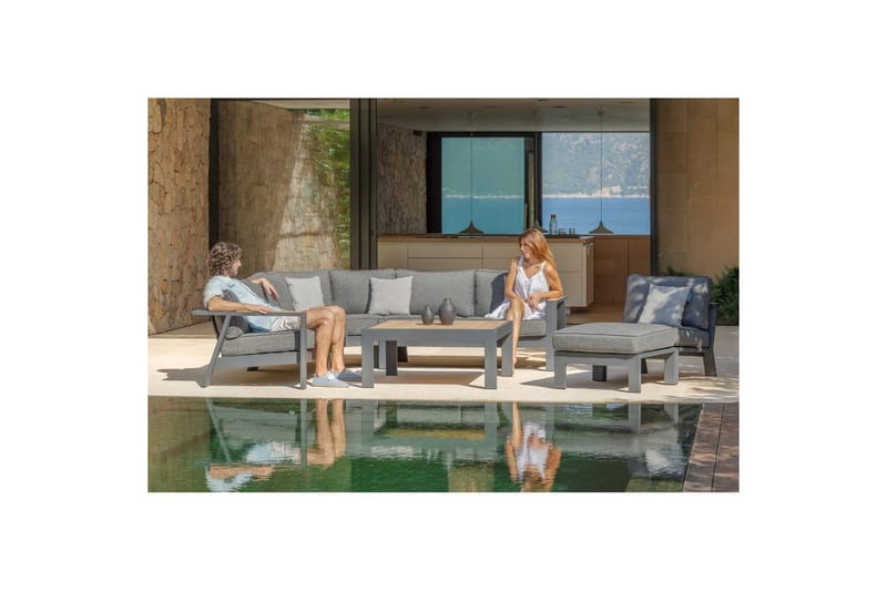 Utendørs møbelgruppe Lifestyle Garden PALAU 2-seter høyre & venstre + hjørnesofa stol + sofabord 100 cm - Hagemøbler & utemiljø - Hagegruppe - Sofagruppe utendørs