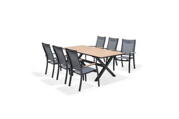 Utendørs møbelgruppe Lifestyle Garden Panama 200 cm 6 stablebar stoler - 6 stablebar stoler - Hagemøbler & utemiljø - Hagegruppe - Spisegrupper hage