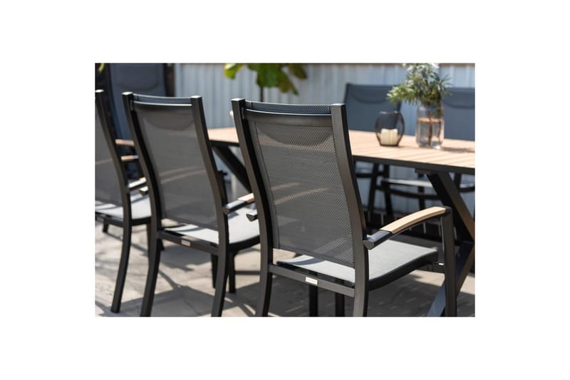 Utendørs møbelgruppe Lifestyle Garden Panama 200 cm 6 stablebar stoler + 2 posisjons stoler - 6 stablebar stoler + 2 posisjons stoler - Hagemøbler & utemiljø - Hagegruppe - Spisegrupper hage