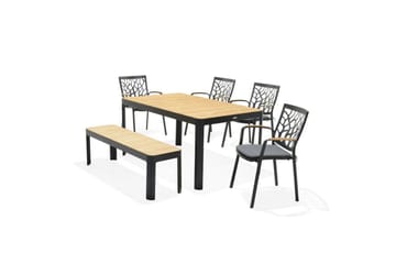 Utendørs møbelgruppe Lifestyle Garden Portals 161 cm 4 hage stoler + benk - 4 hage stoler + benk - Hagemøbler & utemiljø - Hagegruppe - Spisegrupper hage