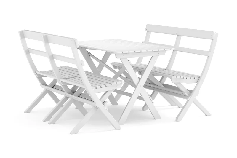 Utendørs spisegruppe 118x70x74 cm med 2 sofaer, Hvit