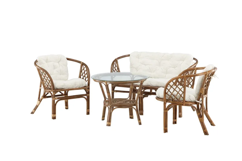 Wera Sofagruppe Utendørs 4-seter - Brun/Hvit - Hagemøbler & utemiljø - Hagegruppe - Sofagruppe utendørs