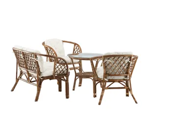 Wera Sofagruppe Utendørs 4-seter - Brun/Hvit - Hagemøbler & utemiljø - Hagegruppe - Sofagruppe utendørs