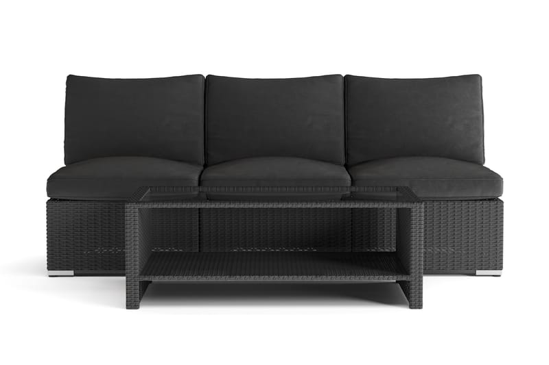 Wisconsin Loungegruppe Utendørs 3-seter med Bord Kunstrotting - Svart - Hagemøbler & utemiljø - Loungemøbler - Loungegrupper