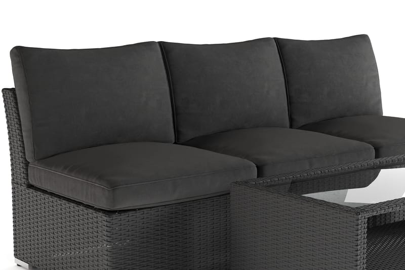 Wisconsin Loungegruppe Utendørs 3-seter med Bord Kunstrotting - Svart - Hagemøbler & utemiljø - Loungemøbler - Loungegrupper