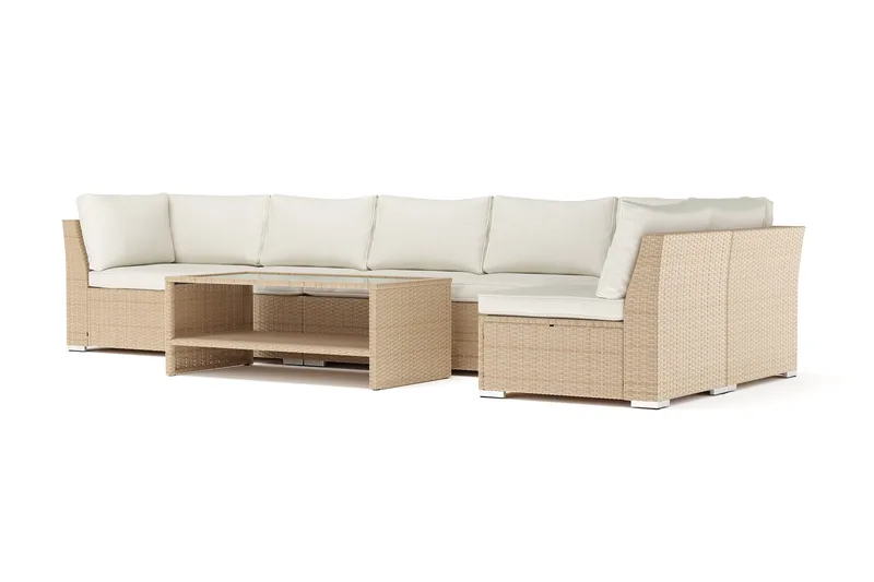 Wisconsin utendørs divansofa 6-seters vendbar, Beige