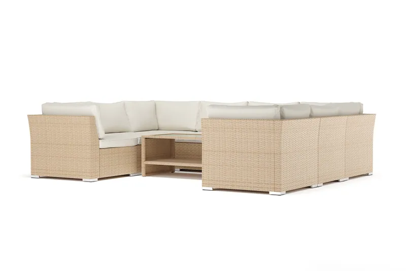Wisconsin utendørs U-sofa 8-seter med lukket avslutning, Beige