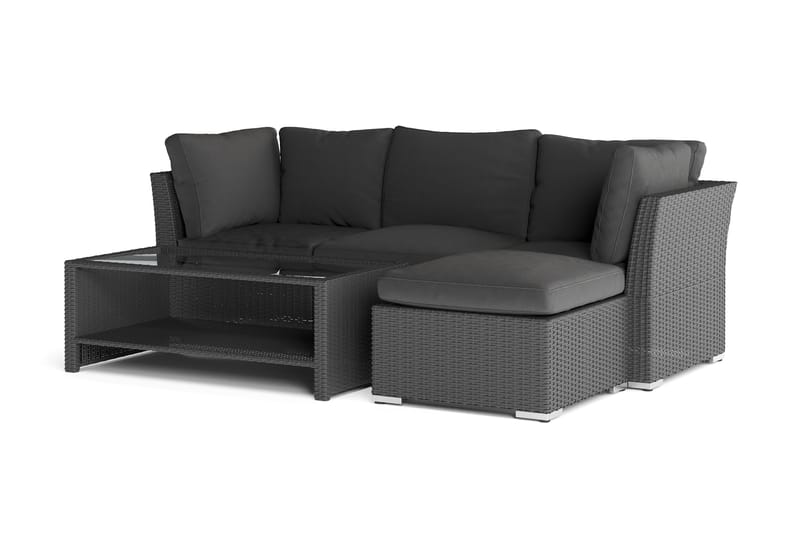 Wisconsin Premium Loungegruppe Utendørs – Sofagruppe til Uteplassen i Kunstrotting - Svart - Hagemøbler & utemiljø - Loungemøbler - Loungegrupper