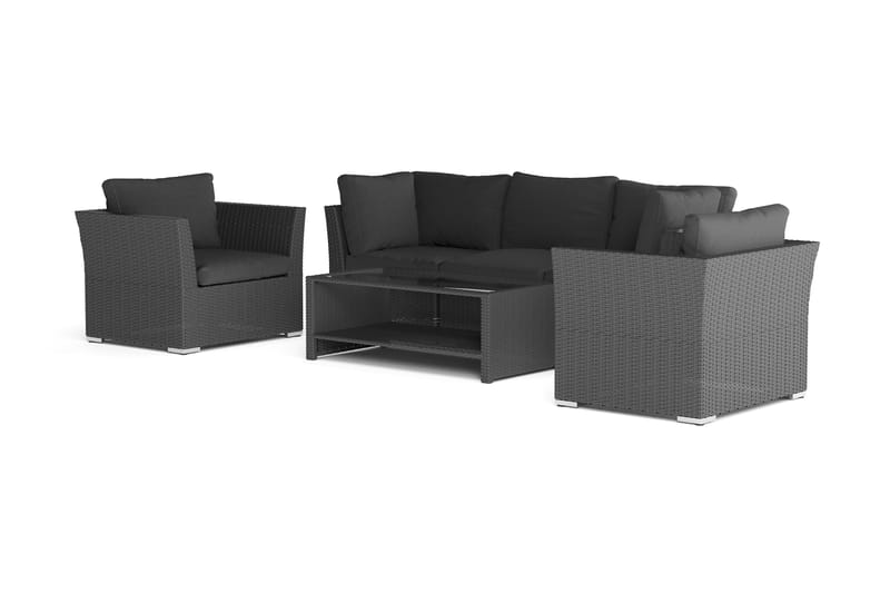 Wisconsin Premium Loungegruppe Utendørs 5-seter Kunstrotting - Svart - Hagemøbler & utemiljø - Loungemøbler - Loungegrupper