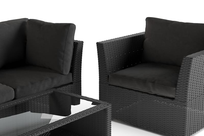 Wisconsin Premium Loungegruppe Utendørs 5-seter Kunstrotting - Svart - Hagemøbler & utemiljø - Loungemøbler - Loungegrupper