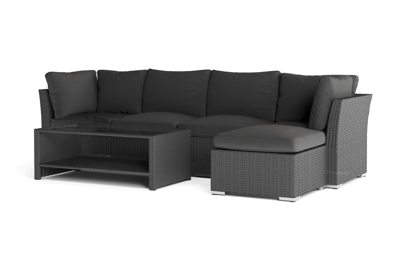 Wisconsin Premium Loungegruppe Utendørs – Sofagruppe til Uteplassen i Kunstrotting - Svart - Hagemøbler & utemiljø - Loungemøbler - Loungegrupper