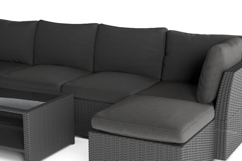 Wisconsin Premium Loungegruppe Utendørs – Sofagruppe til Uteplassen i Kunstrotting - Svart - Hagemøbler & utemiljø - Loungemøbler - Loungegrupper