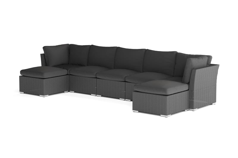 Wisconsin Premium Stor Loungegruppe Utendørs Kunstrotting - Svart - Hagemøbler & utemiljø - Loungemøbler - Loungegrupper
