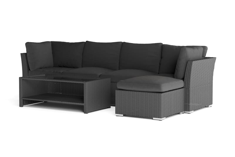 Wisconsin Premium Loungegruppe Utendørs – Sofagruppe til Uteplassen i Kunstrotting - Svart - Hagemøbler & utemiljø - Loungemøbler - Loungegrupper