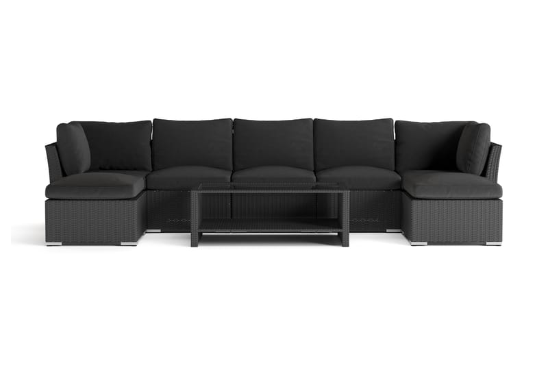Wisconsin Premium Loungegruppe Utendørs 7-seter Kunstrotting - Svart - Hagemøbler & utemiljø - Loungemøbler - Loungegrupper