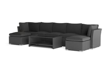 Wisconsin Premium Loungegruppe Utendørs 7-seter Kunstrotting - Svart - Hagemøbler & utemiljø - Loungemøbler - Loungegrupper