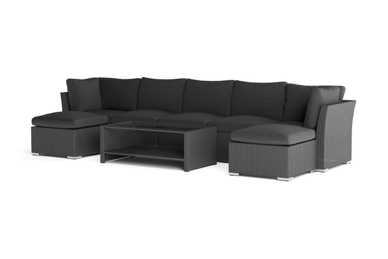 Wisconsin Premium Loungegruppe Utendørs 7-seter Kunstrotting - Svart - Hagemøbler & utemiljø - Loungemøbler - Loungegrupper