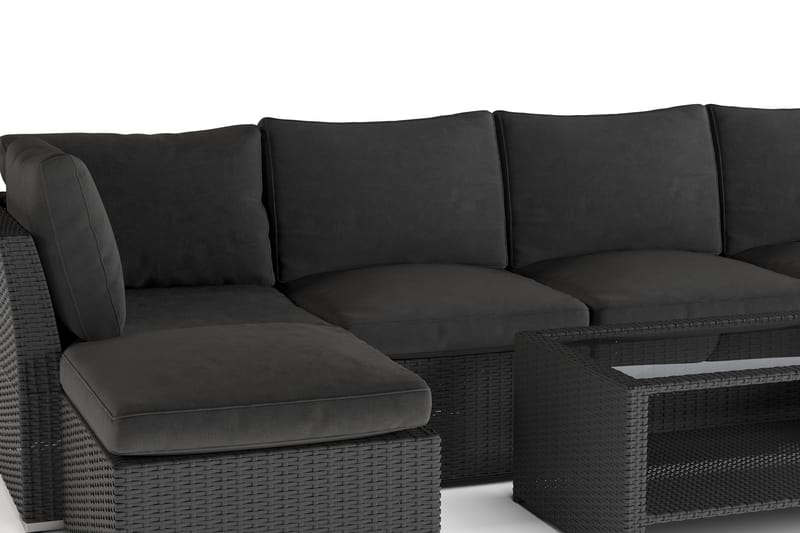 Wisconsin Premium Loungegruppe Utendørs 7-seter Kunstrotting - Svart - Hagemøbler & utemiljø - Loungemøbler - Loungegrupper