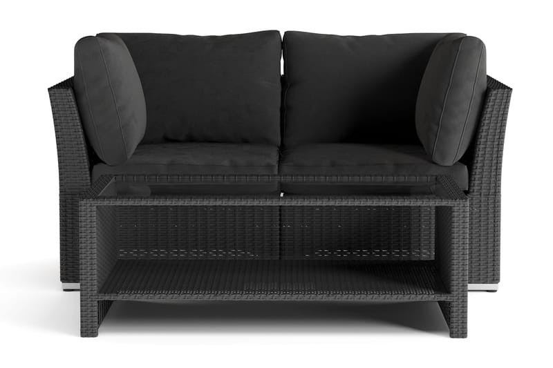 Wisconsin Premium Loungegruppe Utendørs med Armlener 2-seter Kunstrotting - Svart - Hagemøbler & utemiljø - Loungemøbler - Loungegrupper
