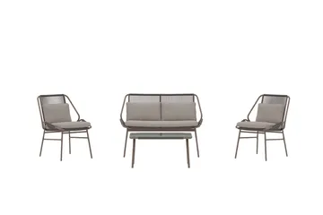 Zakynthos sofagruppe 2-seters sofa + 2 lenestoler med bord utendørs - Brun - Hagemøbler & utemiljø - Hagegruppe - Sofagruppe utendørs