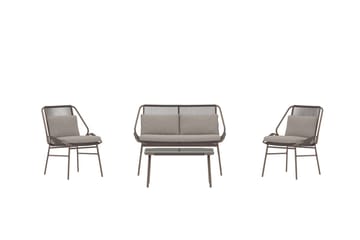 Zakynthos sofagruppe 2-seters sofa + 2 lenestoler med bord utendørs - Brun - Hagemøbler & utemiljø - Hagegruppe - Sofagruppe utendørs