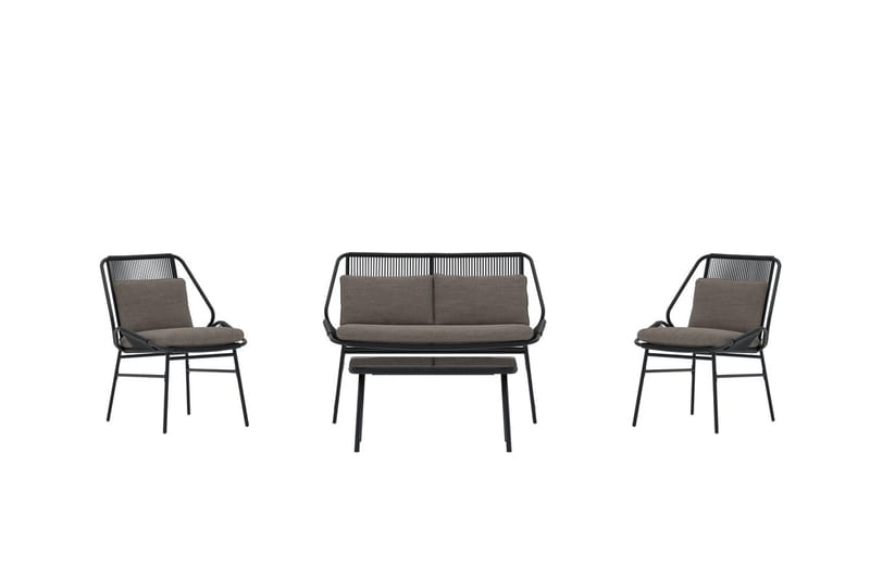 Zakynthos sofagruppe 2-seters sofa + 2 lenestoler med bord utendørs - Svart - Hagemøbler & utemiljø - Hagegruppe - Sofagruppe utendørs