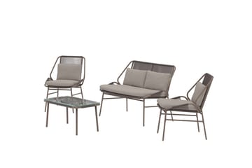 Zakynthos sofagruppe 2-seters sofa + 2 lenestoler med bord utendørs - Brun - Hagemøbler & utemiljø - Hagegruppe - Sofagruppe utendørs