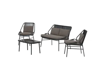 Zakynthos sofagruppe 2-seters sofa + 2 lenestoler med bord utendørs - Svart - Hagemøbler & utemiljø - Hagegruppe - Sofagruppe utendørs