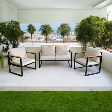 Zevric 4-seters Sofagruppe Utendørs - Beige - Hagemøbler & utemiljø - Hagegruppe - Sofagruppe utendørs