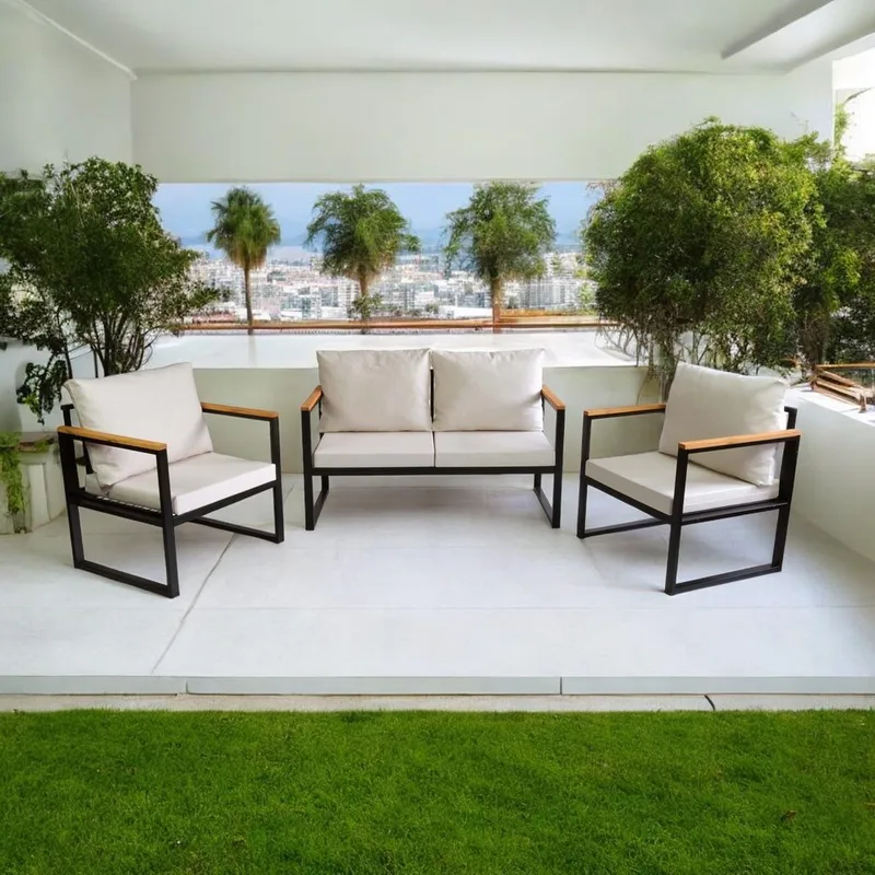 Zevric 4-seters Sofagruppe Utendørs - Beige - Hagemøbler & utemiljø - Hagegruppe - Sofagruppe utendørs