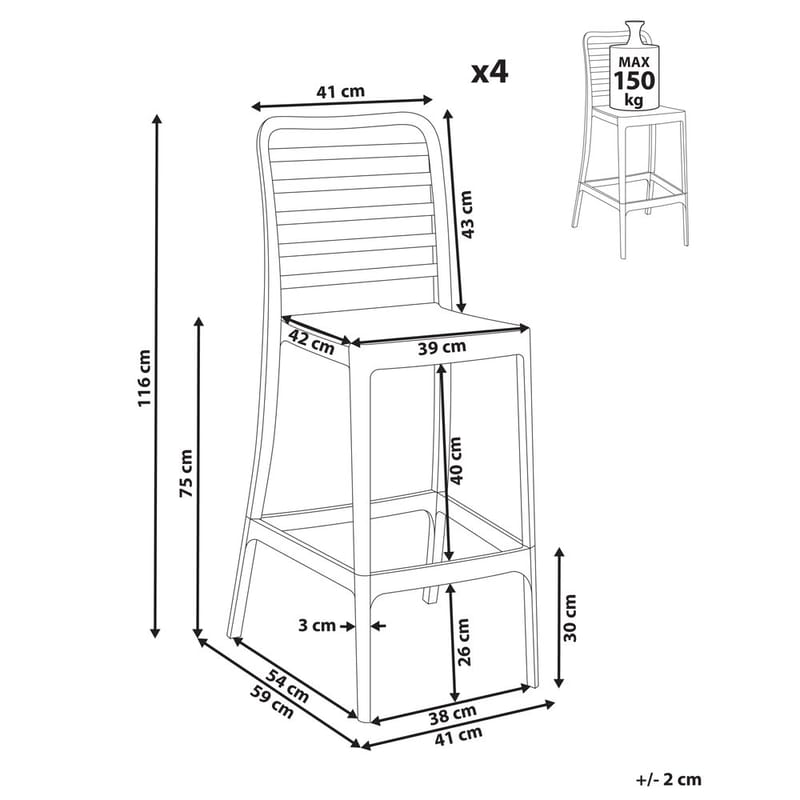 Barstol Seceda 4-pakning - Hagemøbler & utemiljø - Stoler & Lenestoler - Barstoler utendørs