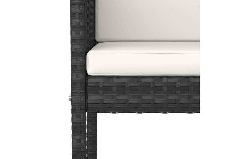 Barstoler med puter 2 stk svart polyrotting - Svart - Barstoler utendørs