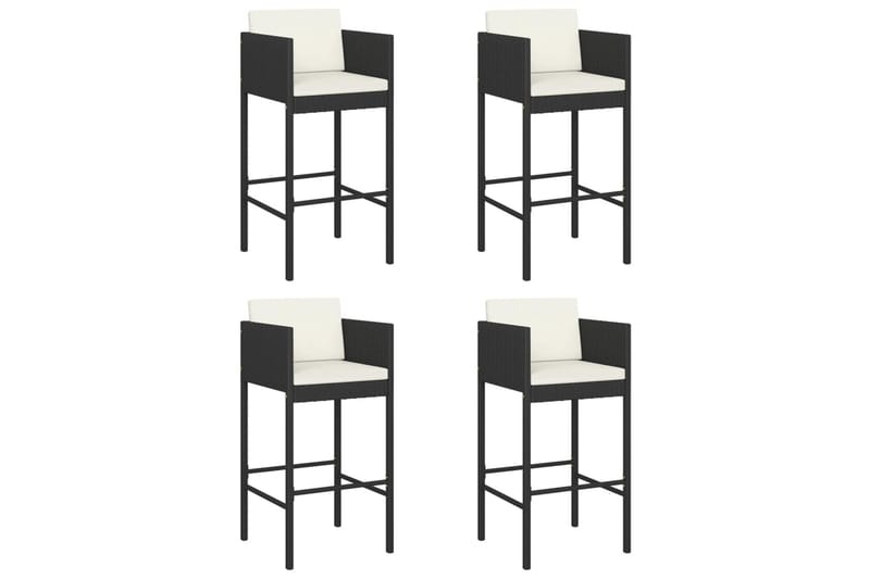 Barstoler med puter 4 stk svart polyrotting - Svart - Barstoler utendørs