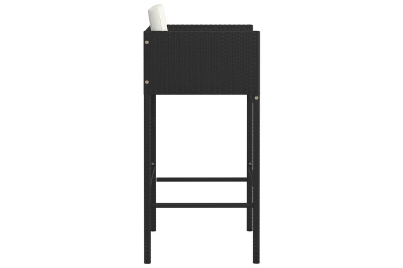 Barstoler med puter 2 stk svart polyrotting - Svart - Barstoler utendørs