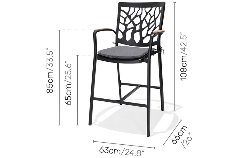 Portals Barstol - Svart - Hagemøbler & utemiljø - Stoler & Lenestoler - Barstoler utendørs