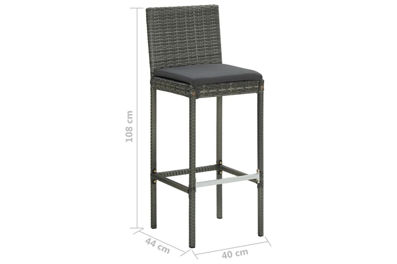 Utendørs barstoler med puter 2 stk grå polyrotting - Grå - Barstoler utendørs