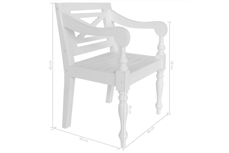 Batavia stoler 2 stk hvit heltre mahogni - Hvit - Loungestol utendørs - Utelenestoler