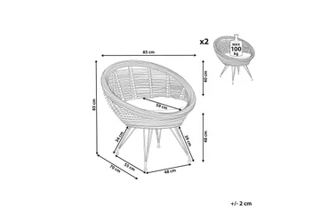 Carman Utelenestol 2 st - Natur/Sort/Beige - Hagemøbler & utemiljø - Stoler & Lenestoler - Utelenestoler