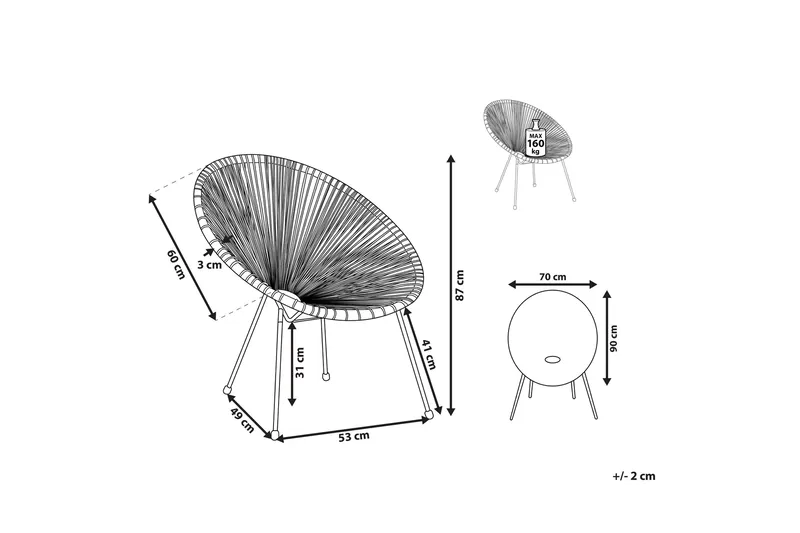 Cayaco Utelenestol - Natur/Beige/Sort - Hagemøbler & utemiljø - Stoler & Lenestoler - Utelenestoler