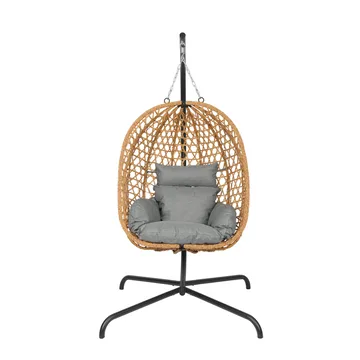 Etna hengestol med stativ for utendørsbruk – eggstol i kunstrotting - Brun - Hagemøbler & utemiljø - Stoler & Lenestoler - Hengestoler