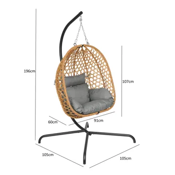 Etna hengestol med stativ for utendørsbruk – eggstol i kunstrotting - Brun - Hagemøbler & utemiljø - Stoler & Lenestoler - Hengestoler