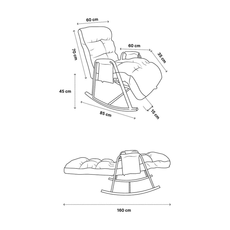 Gyngestol Atelier Del Sofa Lena Outdoor (60 x 60 x 70 cm) Antrasitt - Hagemøbler & utemiljø - Stoler & Lenestoler - Gyngestol utendørs